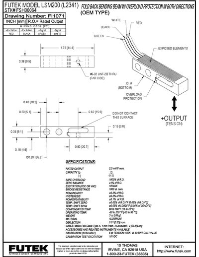 Futek LSM200 (L2341) Datasheet - cover page