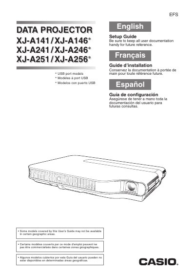 CASIO DATA PROJECTOR XJ-A241V/XJ-A246* UsersGuide  - cover page