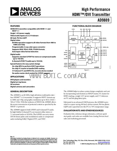 ANALOG DEVICES AD9889B Manual - cover page