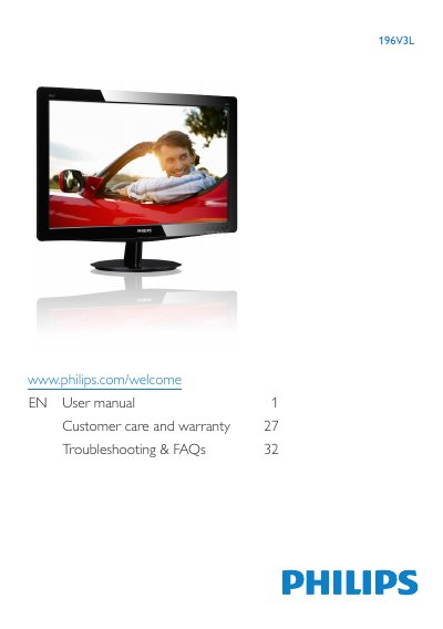 Philips 196V3L Monitor User Manual - cover page