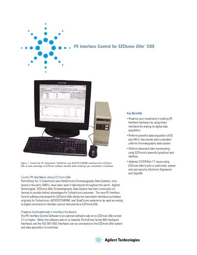 Agilent PE Interface Control for EZChrom Elite CDS Product Information - cover page