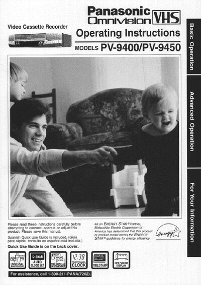 Panasonic PV-9400 / PV-9450 VCR User Manual - cover page
