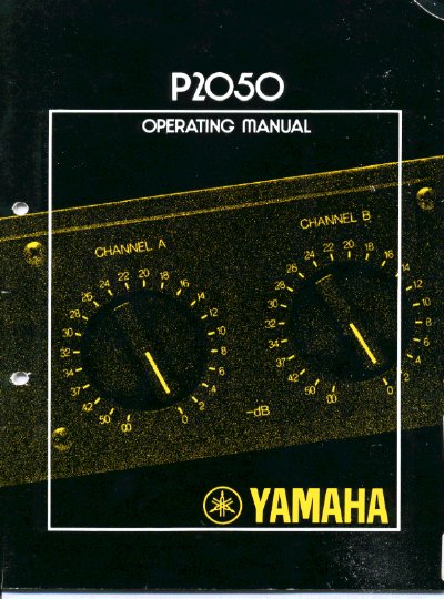 Yamaha P2050 Power Amplifier Operator's Manual - cover page