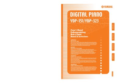 Yamaha YDP-151/YDP-323 Digital Piano Owner's Manual - cover page