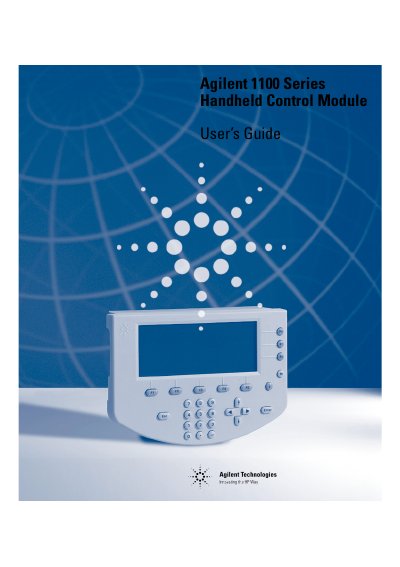 Agilent 1100 Series Handheld Control Module User's Guide - cover page
