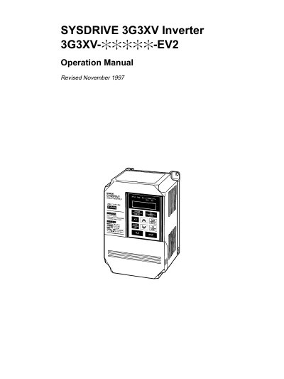 Omron SYSDRIVE 3G3XV-EV2 Inverter Operation Manual - cover page