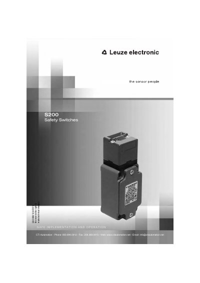 Leuze electronic S200 Safety Switches Operating Instructions - cover page