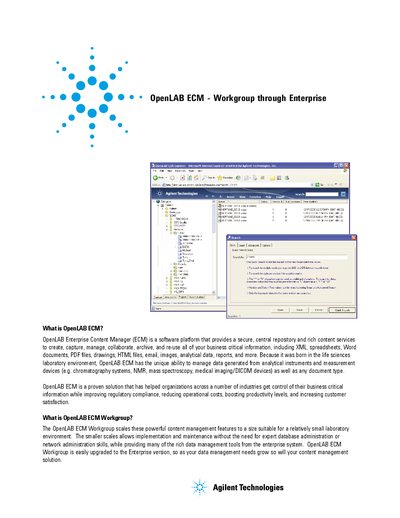 Agilent OpenLAB ECM Workgroup vs Enterprise Comparison - cover page