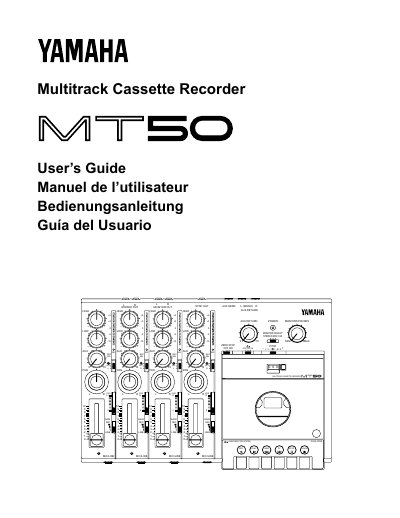 Yamaha MT50 Multitrack Cassette Recorder User's Guide - cover page