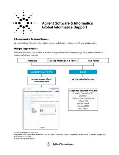 Agilent Software & Informatics Global Informatics Support Handbook - cover page