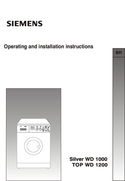 Siemens WD 1000 and WD 1200 Washing Machine User Manual