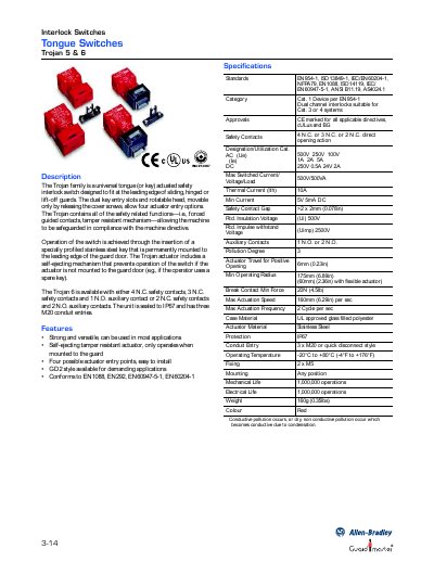 Allen-Bradley Trojan 5 & 6 Interlock Switches Datasheet - cover page