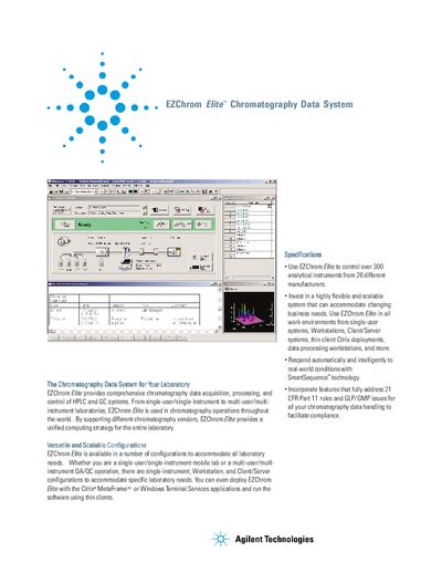 Agilent EZChrom Elite Chromatography Data System Overview Manual - cover page