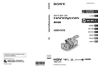 Sony HDR-FX1E DigitalHD Camcorder Operating Instructions