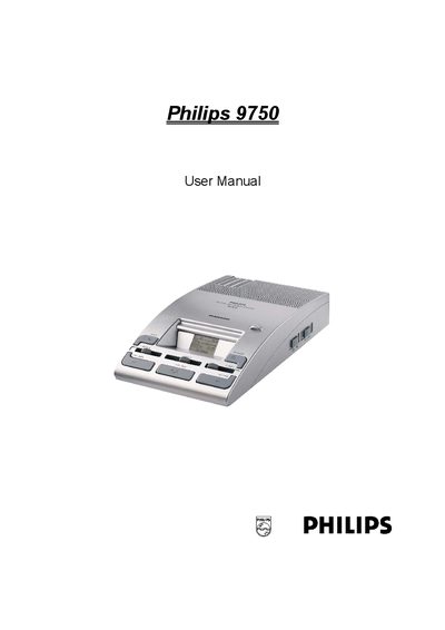 Philips 9750 Digital Pocket Memo User Manual - cover page