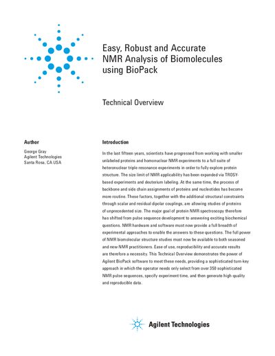Agilent BioPack Technical Overview Manual - cover page