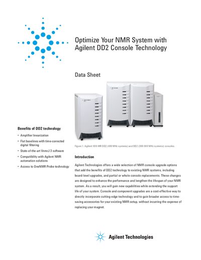 Agilent 400-MR and DD2 NMR Console Data Sheet - cover page