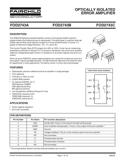 FAIRCHILD SEMICONDUCTOR FOD2743A FOD2743B FOD2743C Manual(1) - cover page