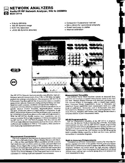 HP 3577A Audio/IF/RF Network Analyzer User Manual - cover page