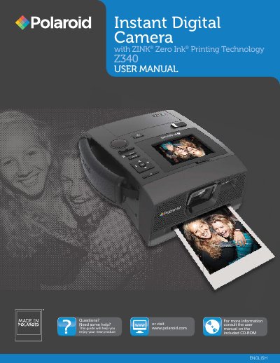Polaroid Z340 Instant Digital Camera User Manual - cover page