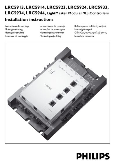 PHILIPS LRC5913 LRC5914 LRC5923 LRC5924 LRC5933 LRC5934 LRC5944 LightMaster Modular 9LS Controllers installation operating instructions - cover page