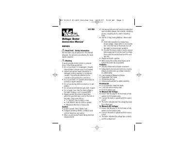IDEAL 61-065 Voltage Tester Instruction Manual - cover page
