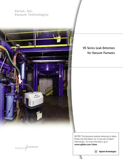 Agilent VS Series Leak Detectors for Vacuum Furnaces Product Leaflet - cover page