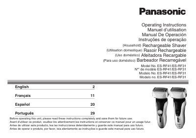 Panasonic ES-RF41/ES-RF31 Rechargeable Shaver Operating Instructions - cover page