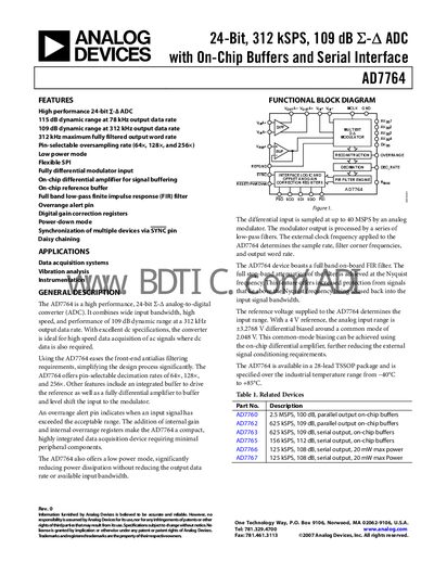 Analog Devices AD7764 Datasheet - cover page