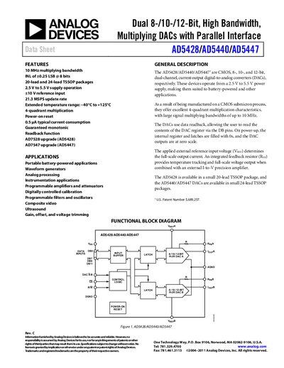 Analog Devices AD5428/AD5440/AD5447 Datasheet Handbook Rev C - cover page