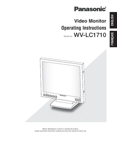 Panasonic WVLC1710-MULT Manual - cover page