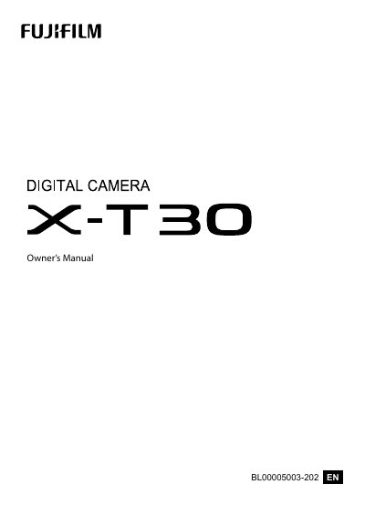 Fujifilm X-T30 Digital Camera Owner's Manual - cover page