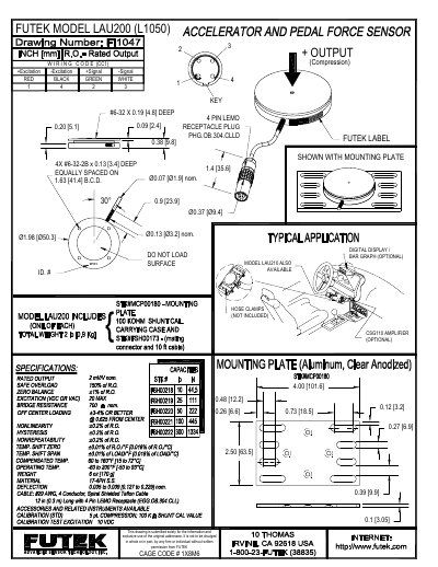 Futek LAU200 Sensor Datasheet - cover page