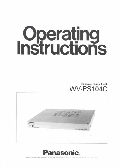 Panasonic WV-PS104C Camera Drive Unit Operating Instructions - cover page