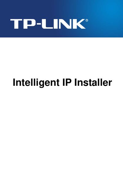 TP-Link Intelligent IP Installer User Manual - cover page