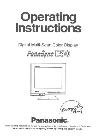 Panasonic PanaSync E50 Display Operating Instructions - cover page