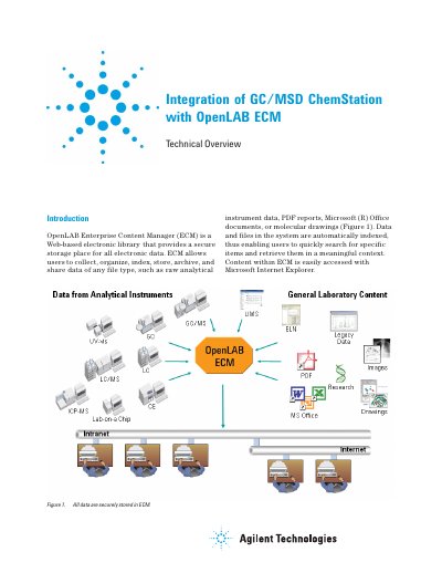 Agilent E.00.00 GC/MSD ChemStation Integration with OpenLAB ECM Technical Overview - cover page