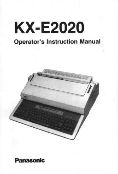 Panasonic KX-E2020 Electronic Typewriter Operator's Instruction Manual - cover page