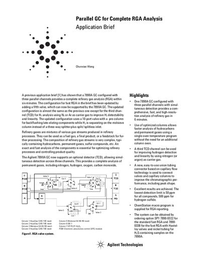 Agilent 7890A GC Parallel RGA Analysis Application Brief - cover page
