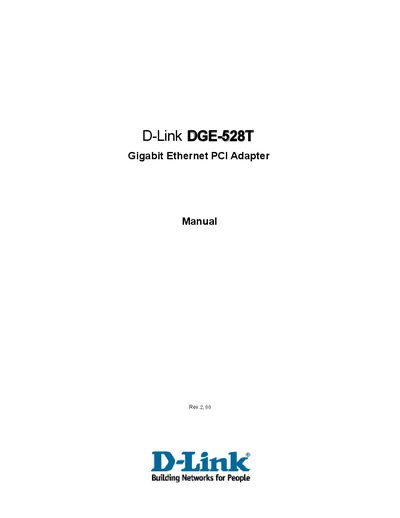 D-Link DGE-528T Gigabit Ethernet PCI Adapter User Manual