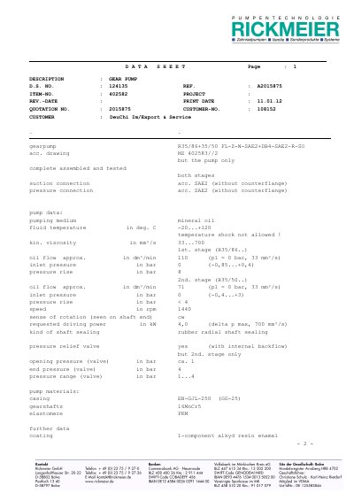RICKMEIER R35/86 35/50 FL-Z-W-SAE2 DB4-SAE2-R-SO technology data