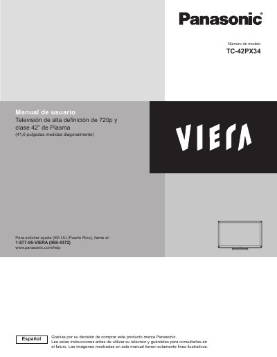 Panasonic TC-42PX34 Plasma HDTV User Manual - cover page
