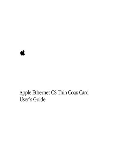 Apple Ethernet CS Thin Coax Card User's Guide - cover page