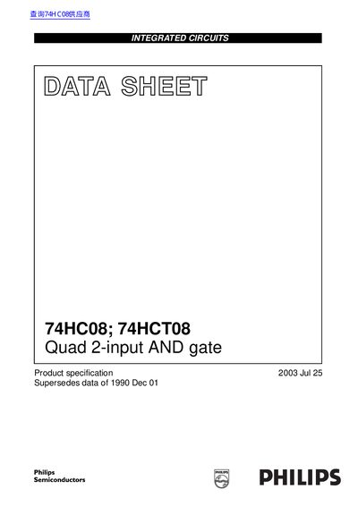 Philips 74HC08; 74HCT08 Quad 2-input AND gate Data Sheet