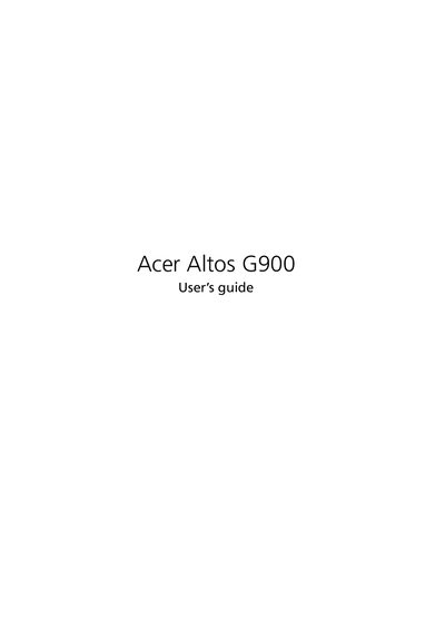 Acer Altos G900 User Manual - cover page