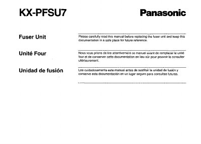 Panasonic KXPFSU7 Fuser Unit Replacement Instructions - cover page