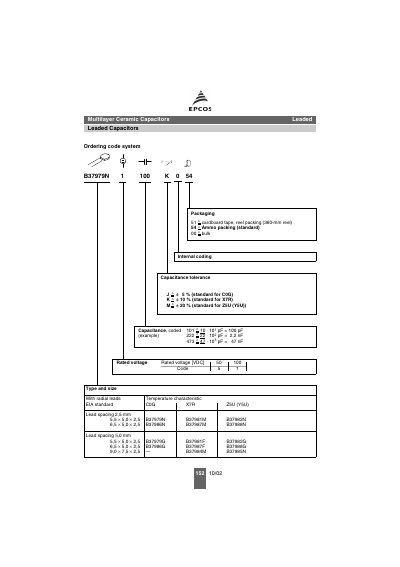 Murata B37979N Multilayer Ceramic Capacitor Datasheet - cover page