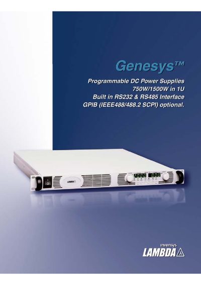 Genesys RS232 RS485 Interface Manual - cover page