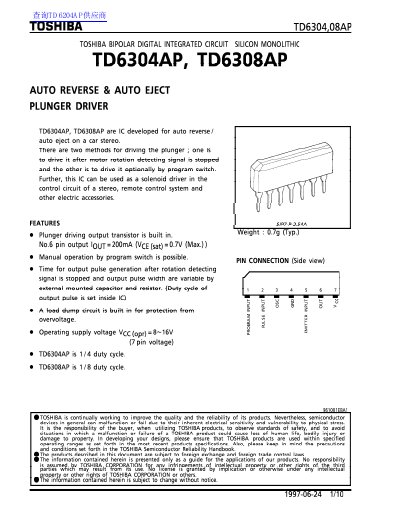 TOSHIBA TD6204 08AP handbook - cover page