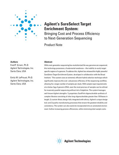 Agilent SureSelect Target Enrichment System Product Note - cover page